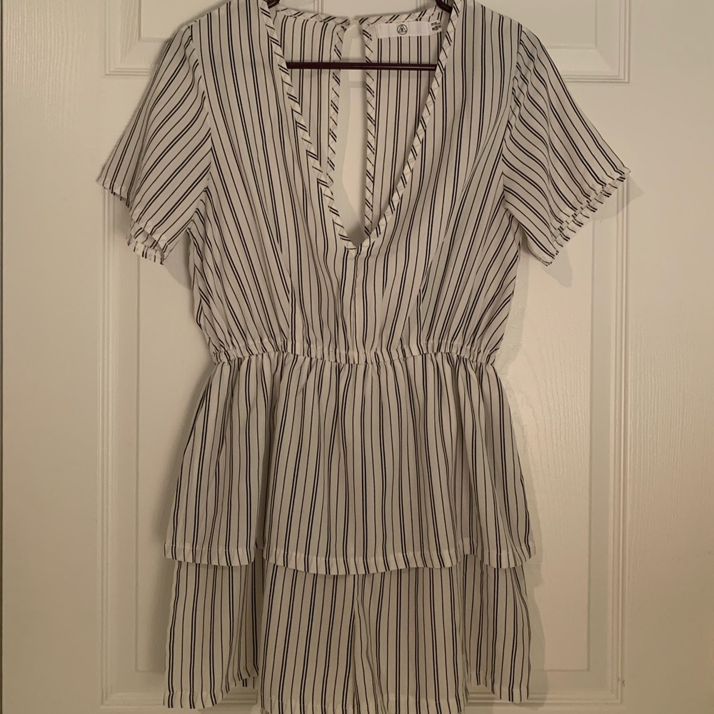 Missguided Pin-striped Romper *Like New*